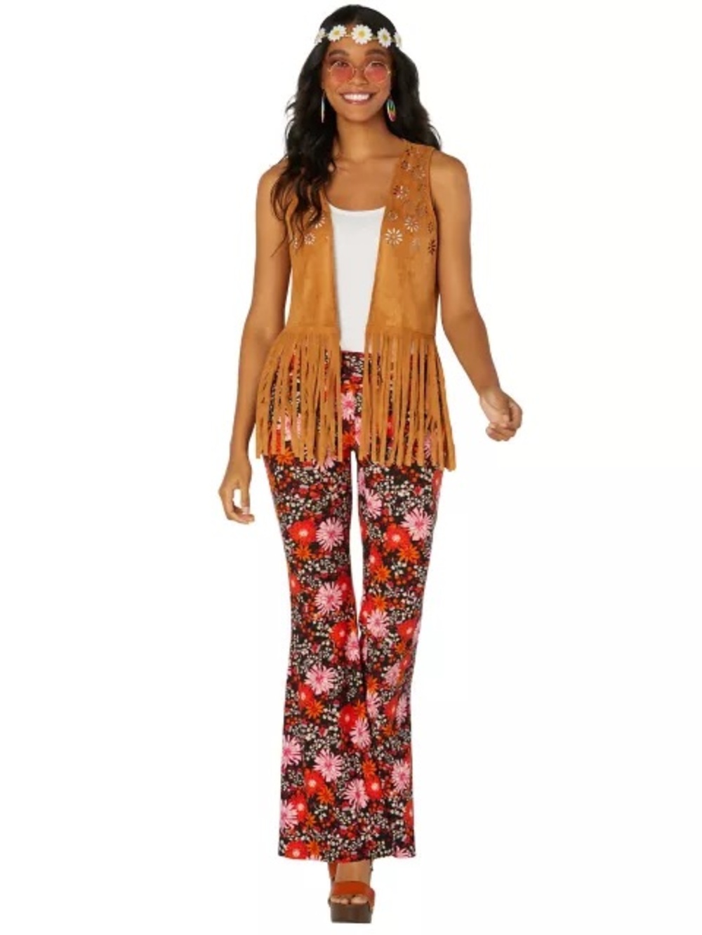 Women’s Spirit Halloween Suede Vest Hippie Costume - Picture 2 of 13